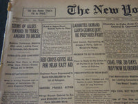 1922 OCTOBER 10 NEW YORK TIMES - TERMS HANDED TO TURKS - ANGORA - NT 5813
