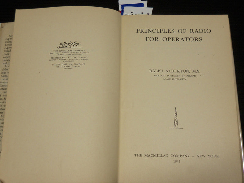 1947 PRINCIPLES OF RADIO FOR OPERATORS HARDCOVER BOOK BY RALPH ATHERTON- KD 7471