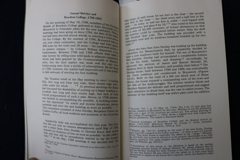 1973 THE EARLY ARCHITECTURE OF BOWDOIN COLLEGE SOFTCOVER BOOK - K 966