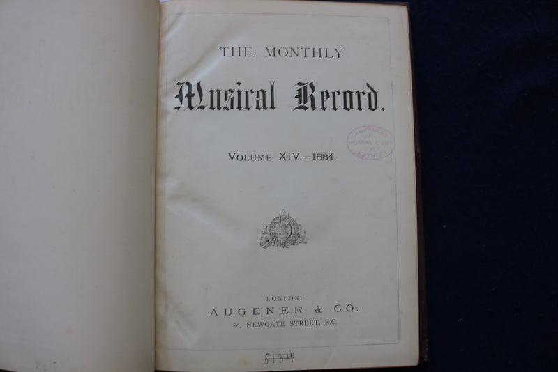 1880-1884 THE MONTHLY MUSICAL RECORD HARDCOVER BOUND VOLUMES - LOT OF 2- KD 9540