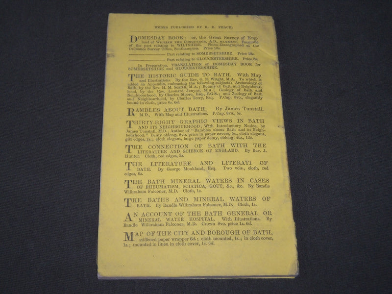 1865 CITY OF BATH OBJECTS OF INTEREST GUIDE BOOK - U. K. - THIRD EDITION- J 3450