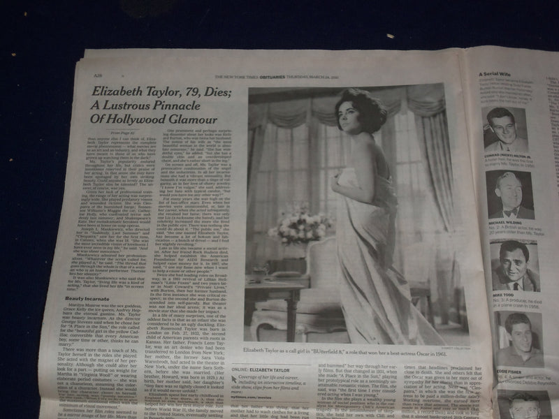 2011 MARCH 24 THE NEW YORK TIMES - ELIZABETH TAYLOR DEAD - NP 3034