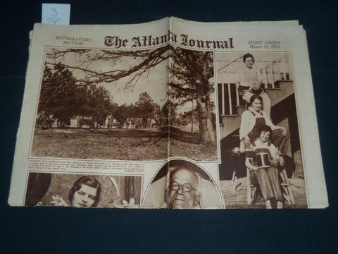 1931 MARCH 15 ATLANTIC JOURNAL ROTO SECTION - BOBBY JONES - NICE PHOTOS- NP 3889