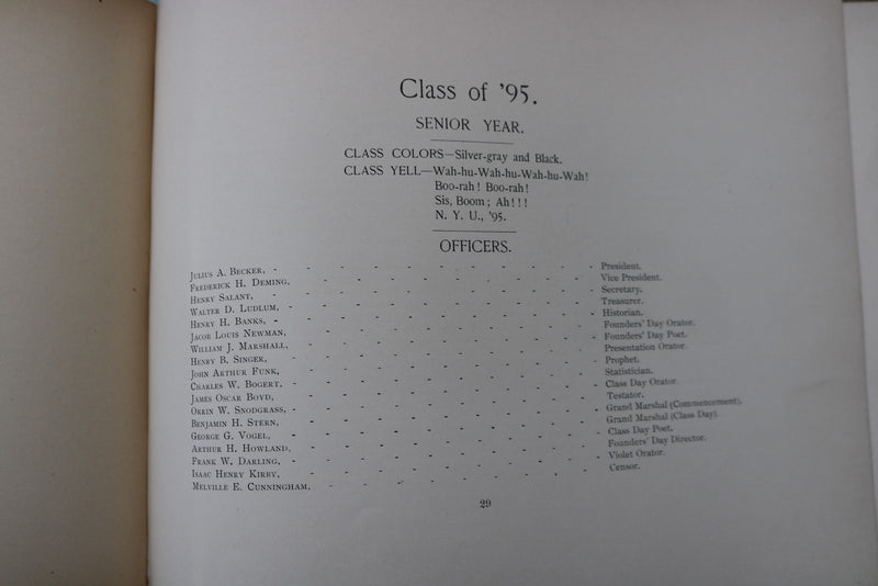 1896 THE VIOLET NEW YORK UNIVERSITY YEARBOOK - YB 3591