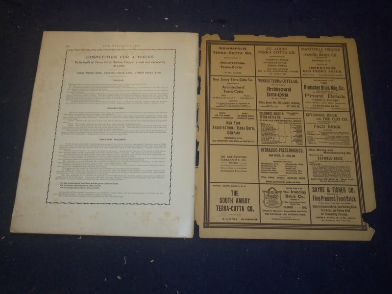1909 APRIL THE BRICKBUILDER MAGAZINE - AN ARCHITECTURAL MONTHLY - ST 258Q