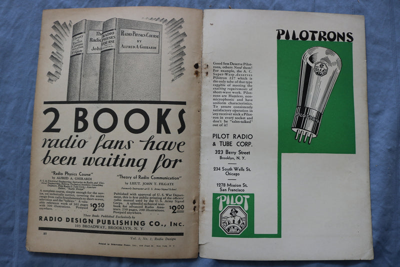 1930 SPRING RADIO DESIGN SOFTCOVER HANDBOOK - PILOT PRE-SELECTOR RECEIVER- K 318