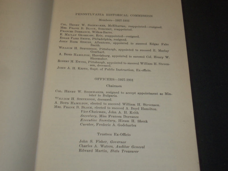 1931-1937 PENNSYLVANIA HISTORICAL COMMISSION REPORTS LOT OF 2 - ST 5249