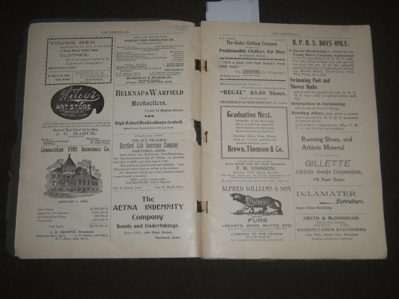 1903 CHRONICLE CLASS-BOOK - HARTFORD HIGH SCHOOL CONNECTITCUT - J 2488