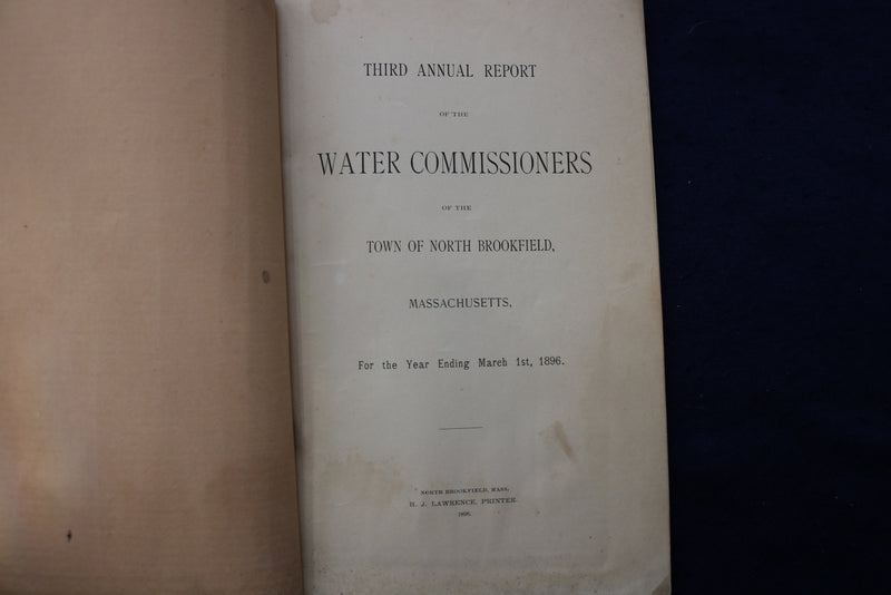 1896 BROOKLINE WATER COMMISSIONERS ANNUAL REPORT SOFTCOVER BOOK - K 797