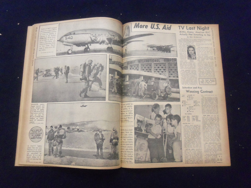 1958 JULY 17 BOSTON DAILY RECORD NEWSPAPER- U.S. ATOM TROOPS IN MIDEAST -NP 6358