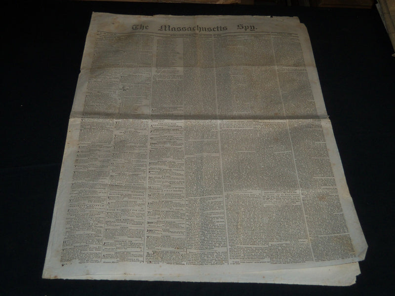 1841 AUGUST 25 THE MASSACHUSETTS SPY NEWSPAPER - TYLER VETOES BANK BILL- NP 4175