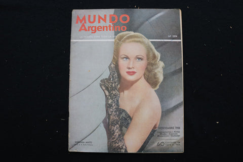 1948 NOVEMBER 17 MUNDO ARGENTINO MAGAZINE - VIRGINIA MAYO COVER - E 25135