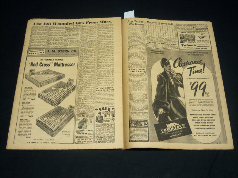 1945 JANUARY 29 BOSTON DAILY RECORD NEWSPAPER -SILESIA COAL FIELDS FALL- NP 4884