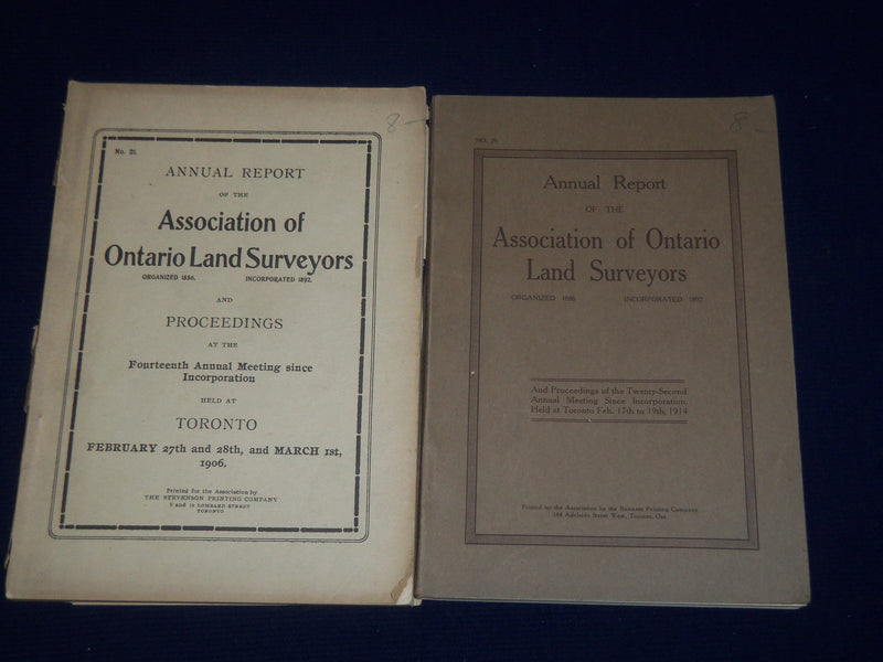 1906 & 1914 ANNUAL REPORT OF THE ASSOCIATION OF ONTARIO BOOK LOT OF 2 - II 6155