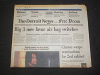 1996 DEC 21 DETROIT NEWS/FREE PRESS NEWSPAPER - BIG 3 AIR BAG SWITCH - NP 7724