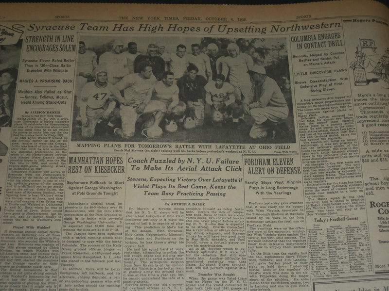 1940 OCTOBER 4 NEW YORK TIMES - HITLER AND MUSSOLINI MEET TODAY - NT 7339