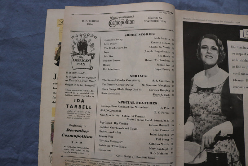 1932 NOVEMBER COSMOPOLITAN MAGAZINE -HARRISON FISHER COVER- GREAT ADS - ST 1001U
