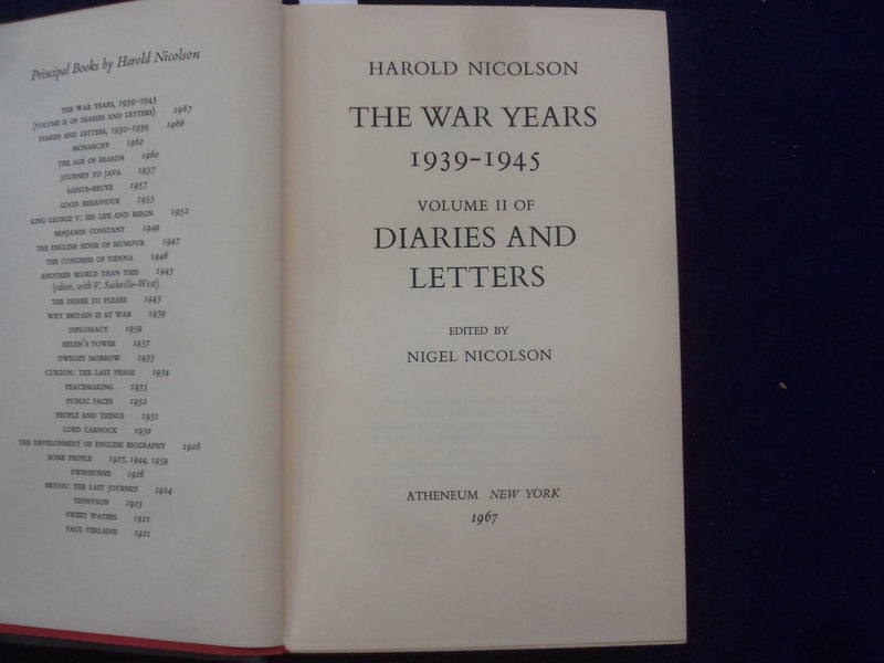 1966-68 HAROLD NICOLSON DIARIES AND LETTERS HARDCOVER BOOKS - LOT OF 3 - KD 8823