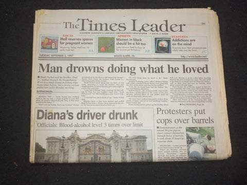 1997 SEP 2 WILKES-BARRE TIMES LEADER - PRINCESS DIANA'S DRIVER DRUNK - NP 7761