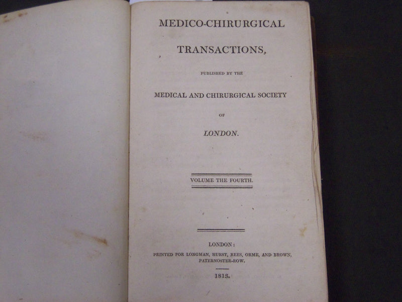 1813 MEDICO-CHITRURGICAL TRANSACTIONS VOLUME NO. 4 - NICE PLATES - KD 2059L