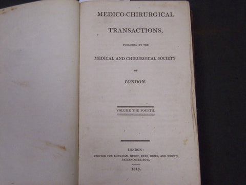 1813 MEDICO-CHITRURGICAL TRANSACTIONS VOLUME NO. 4 - NICE PLATES - KD 2059L
