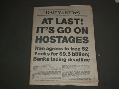 1981 JANUARY 16 NEW YORK DAILY NEWS - IRAN AGREES TO FREE 52 HOSTAGES - NP 3048
