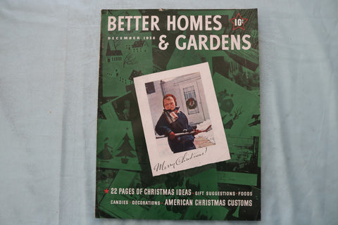 1938 DEC BETTER HOMES AND GARDENS MAGAZINE - MERRY CHRISTMAS COVER - E 26564