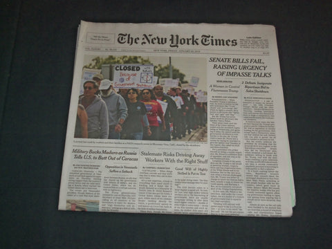 2019 JANUARY 25 NEW YORK TIMES-SENATE BILLS FAIL, RAISING URGENCY OF IMPASE TALK