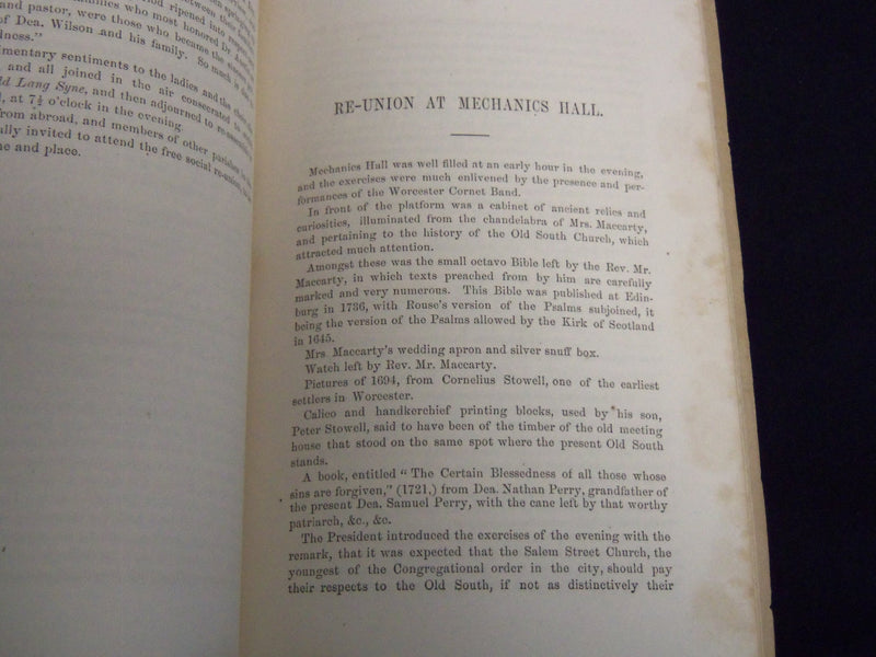 1863 HISTORICAL DISCOURSE OLD SOUTH MEETING HOUSE BY BACON & BARTON - J 8812