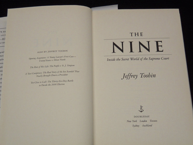 2007 THE NINE JEFFREY TOOBIN HARDCOVER BOOK SIGNED BY JEFFREY TOOBIN - KD 7681