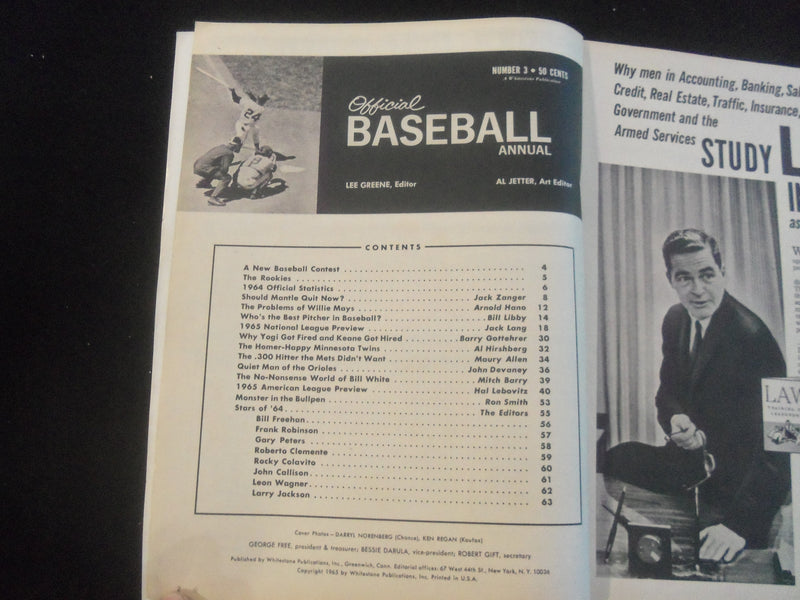 1965 OFFICIAL BASEBALL MAGAZINE - MICKEY MANTLE - WILLIE MAYS - J 7710