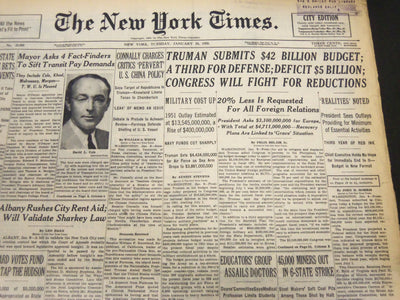 1950 JANUARY 10 NEW YORK TIMES - TRUMAN SUBMITS $42 BILLION BUDGET - NT 5142