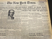 1950 JANUARY 10 NEW YORK TIMES - TRUMAN SUBMITS $42 BILLION BUDGET - NT 5142