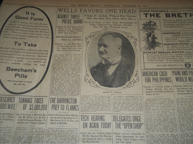 1904 NOVEMBER 30 THE BOSTON HERALD - NELSON WINS FROM CORBETT - BH 165