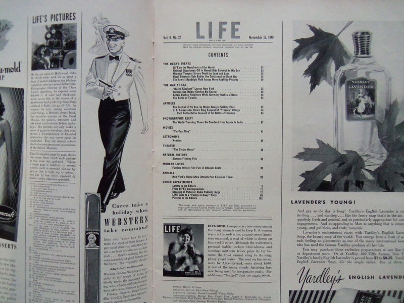 1940 NOVEMBER 25 LIFE MAGAZINE - FUR COATS IN FASHION - L 210