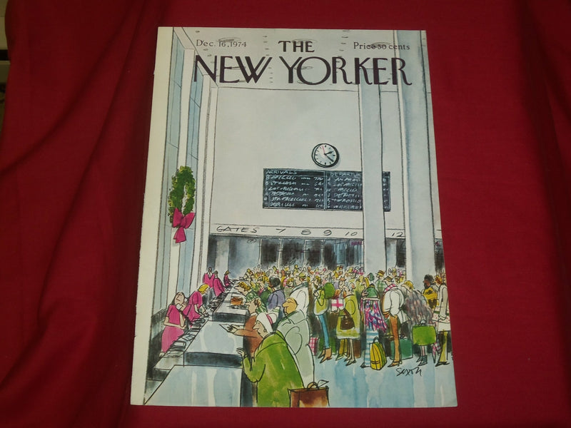 1974 DECEMBER 16 NEW YORKER MAGAZINE FRONT COVER ONLY - GREAT ART FOR FRAMING