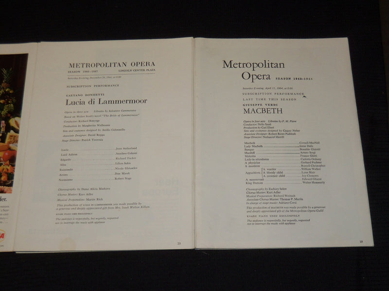 1961-1969 METROPOLITAN OPERA LINCOLN CENTER PROGRAMS LOT OF 17 ISSUES - O 2922B