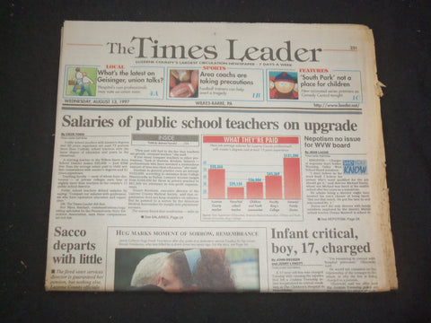 1997 AUG 13 WILKES-BARRE TIMES LEADER -SCHOOL TEACHERS SALARIES UPGRADE- NP 7753