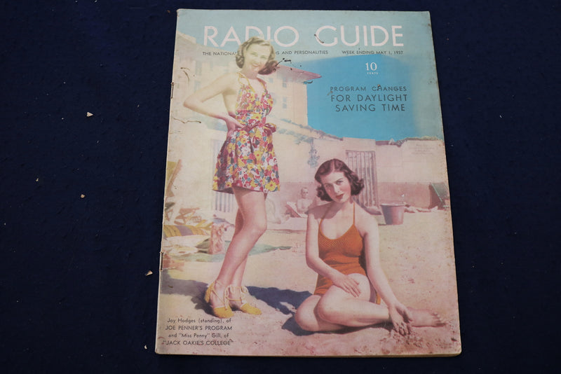 1937 MAY 1 RADIO GUIDE MAGAZINE - JOY HODGES & PENNY GILL COVER - E 9201