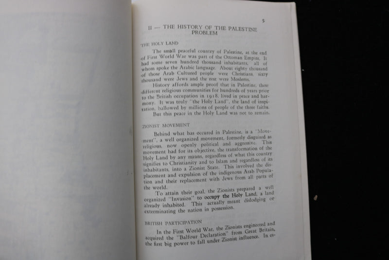 1954 THE WAY TO PEACE IN THE HOLY LAND - PALESTINE - SOFTCOVER BOOK - K 3064