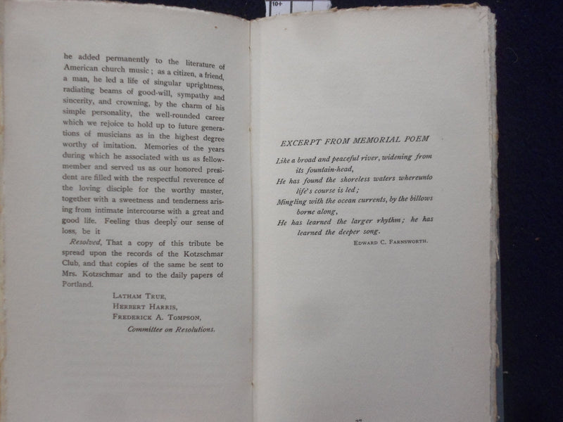 1909 HERMAN KOTZSCHMAR HARDCOVER BOOK - K 212