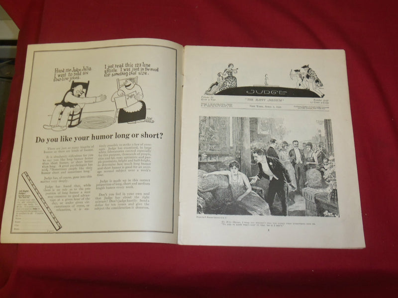 1921 APRIL 2 JUDGE MAGAZINE - FOREIGN RELATIONS- ILLUSTRATIONS & STORIES- B 6098