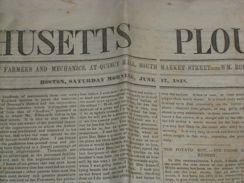 1848 JUNE 17 MASSACHUSETTS PLOUGHMAN NEWSPAPER- GENERAL TAYLOR PRISONER- NP 5151