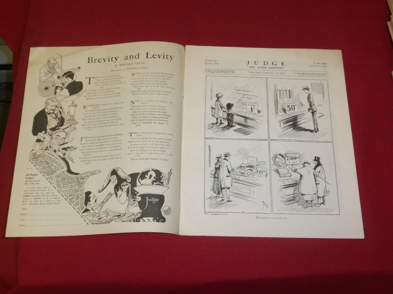 1919 FEBRUARY 22 JUDGE MAGAZINE- MADE IN FRANCE- ILLUSTRATIONS & STORIES- B 6078