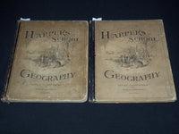 1879-1880 HARPER'S SCHOOL GEOGRAPHY ILLUSTRATED BOOKS LOT OF 2 - KD 7987