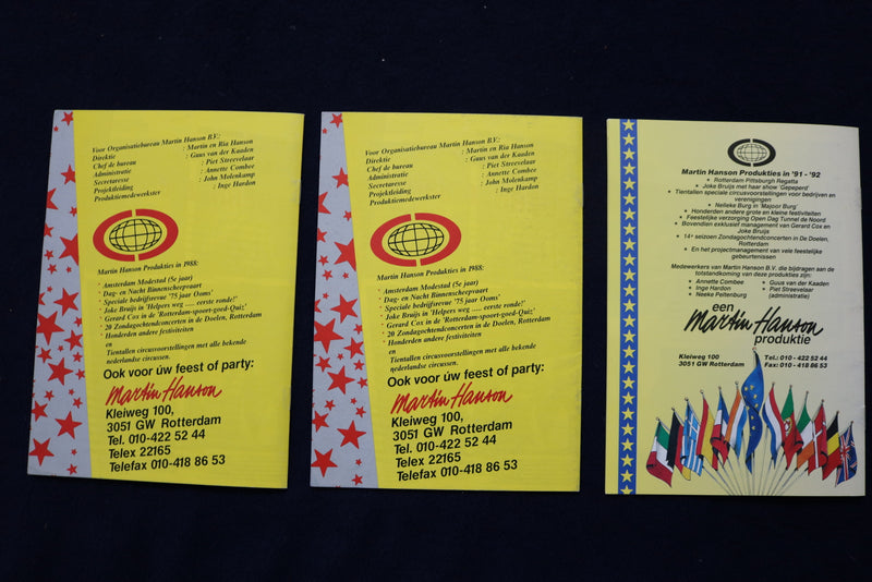 1988-1992 MARTIN HANSON WINTERCIRCUS PROGRAMS - LOT OF 3 - DUTCH TEXT - K 611