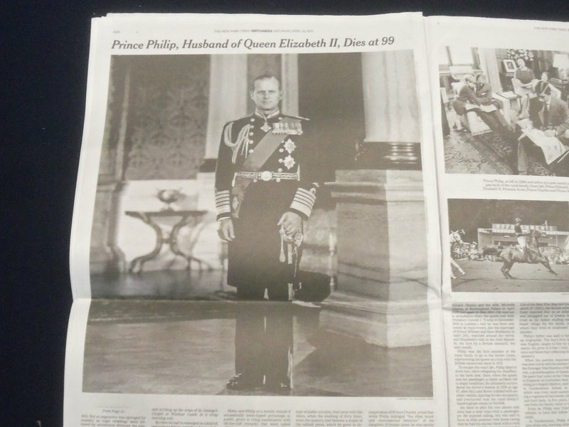2021 APRIL 10 NEW YORK TIMES - PRINCE PHILIP AT AGE 99 AND DMX AT AGE 50, DIED