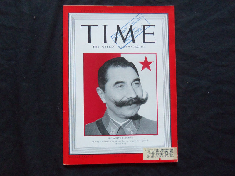 1941 OCTOBER 13 TIME MAGAZINE - RED ARMY'S MARSHAL BUDENNY - T 785
