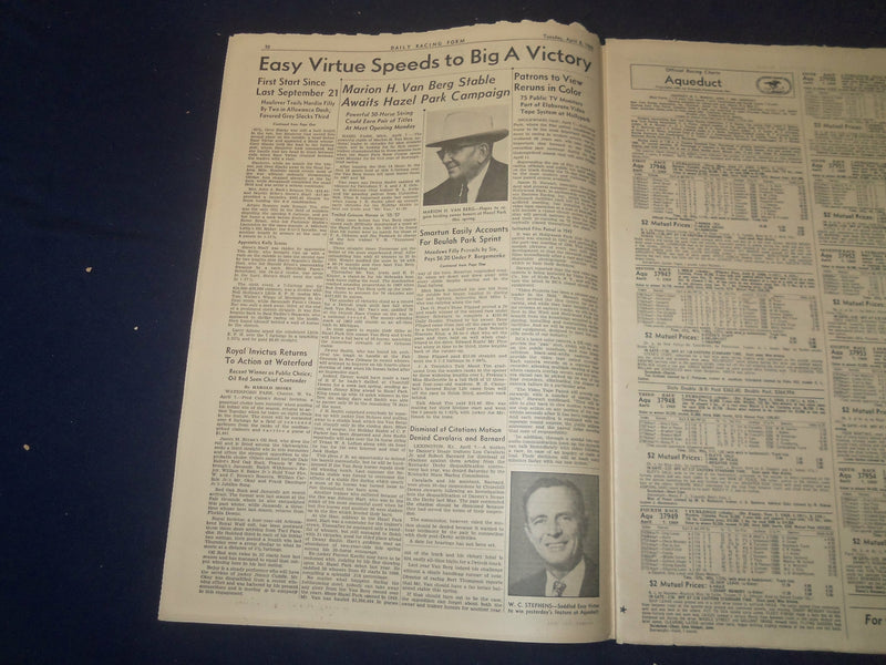 1969 APRIL 8 THE DAILY RACING FORM - EASY VIRTUE WINS - NP 2534F