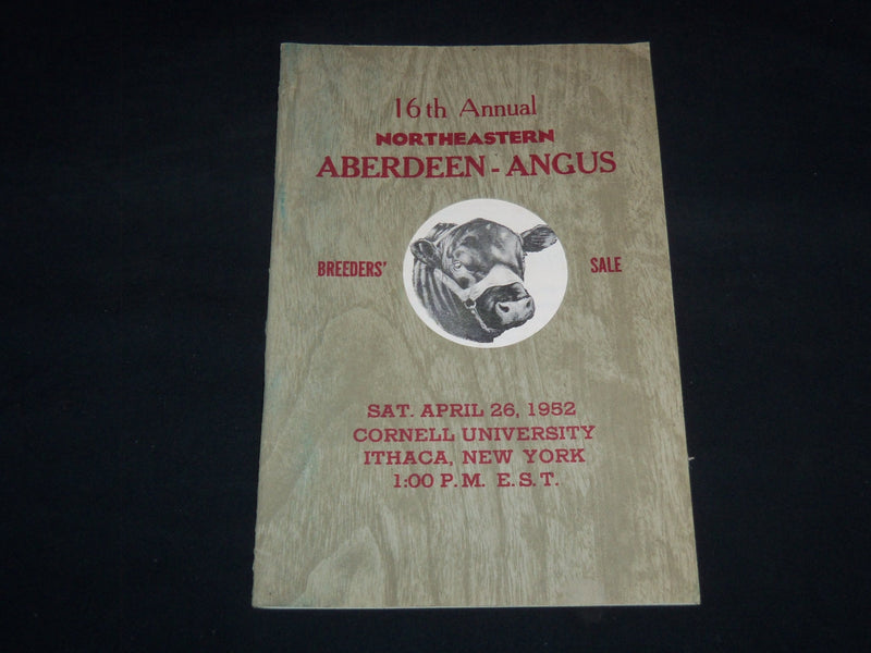 1952 NORTHEASTERN ABERDEEN-ANGUS BREEDERS' 16TH ANNUAL SALE CATALOG - J 9106